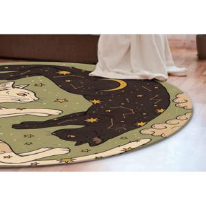 Tapis rond moderne Celestial Cats, tapis imprimé, tapis doux non tissé - Product Image 1