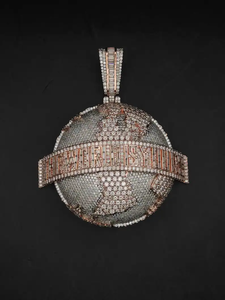 Pendentif Globe en Argent 925 Serti de Diamants Moissanite VVS, Collier de Luxe HipHop Statement - Product Image 5