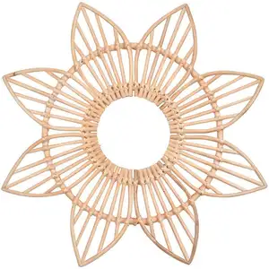 Vietrustic dernier miroir en osier bambou rotin miroir décor de salon - Product Image 1