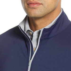 Vente en gros de chemise à manches régulières d'hiver pour hommes décontracté thermique Streetwear col cou couleur unie quart de fermeture éclair chemises sweats - Product Image 4