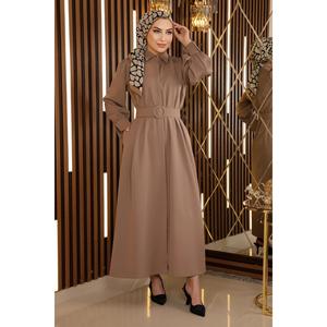 Robe décontractée avec ceinture et détails en pierres, 100% coton - Product Image 6