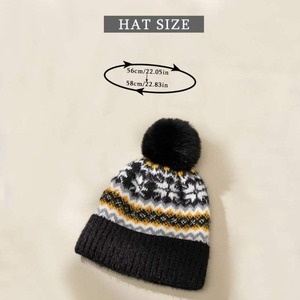 Gorro con pompón suave y elegante con diseño acanalado, gorro informal acogedor para salidas para clima frío, impresión digital - Product Image 4