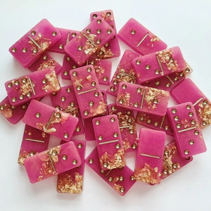 Resin Handmade <b>Dominoes</b> <b>Set</b> Black Glossy Box Artistic Home Decoration Craft Gift Games - Product Image 2