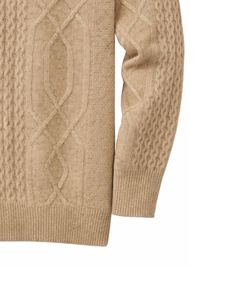 Pull en maille torsadée à col montant pour homme, personnalisé par le fabricant, beige, motif texturé, chaud, décontracté, pour l'hiver, OEM personnalisé - Product Image 6