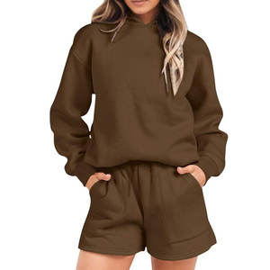 ชุดเซ็ตฮู้ดดี้ผู้หญิงแบบสั้น สีพื้น เรียบง่าย เป็นมิตรกับสิ่งแวดล้อม ระบายอากาศได้ดี ทันสมัย ปี 2026 ขั้นต่ำในการสั่งซื้อน้อย ดีไซน์ล่าสุด - Product Image 1