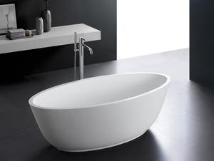 Bañera acrílica blanca de tamaño adulto independiente moderna, mayorista de superficie sólida, diseño de piedra fabricada, diseñador de resina - Product Image 6