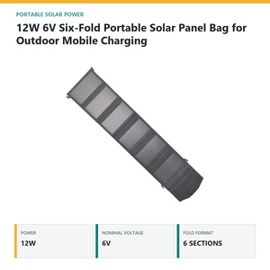 12W 6V Six-Fold Portable <b>Solar</b> <b>Panel</b> Bag for Outdoor <b>Mobile</b> Charging - Product Image 2