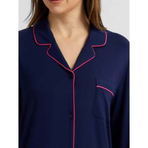 Camisón de Manga Larga para Mujer, de Bambú Suave, con Ribete Multicolor, Estilo Clásico, Tejido Suave para Primavera - Product Image 4