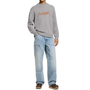 Suéter de Cuello Redondo Personalizado de Lujo para Hombre, Tejido Grueso de Lana, Cachemira y Poliamida, Diseño Intarsia Premium para Invierno - Product Image 4