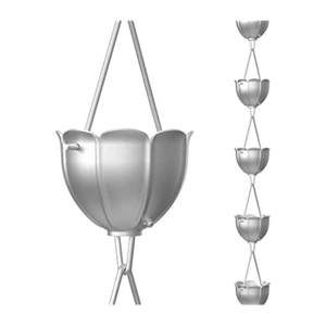 Chaînes de pluie en métal noir en forme de fleur de pétale, carillons, gouttière, descente d'eau, décoration de jardin extérieur, chaînes de pluie - Product Image 2
