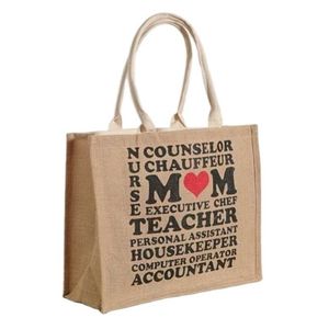 Custom Red <b>Jute</b> Burlap Hemp Grocery <b>Bag</b> Eco-Friendly Waterproof Shopping Tote Washable Feature Heat Transfer Logo for Beach Use - Product Image 3