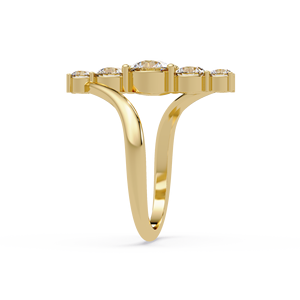 Custom 14K Gold Graduated Diamond <b>Ring</b> Round Brilliant Cut Lab Grown <b>Open</b> Bypass Engagement <b>Ring</b> Wedding <b>Ring</b> For Women's Gift - Product Image 4