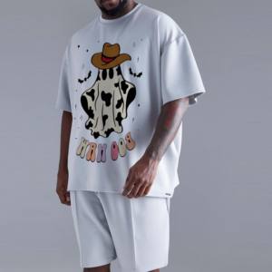 Ensemble court respirant pour hommes, taille plus, lavé, pour l'automne, vêtements de mode OEM, t-shirts de course pour garçons - Product Image 5