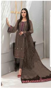 Nouveau costume pakistanais semi-cousu en Georgette lourde avec séquence de broderie travail Palazzo vente en ligne vêtements indiens et pakistanais - Product Image 3