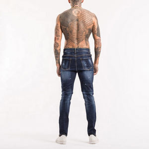 Personnaliser les jeans pour hommes denim fabrique des pantalons droits décontractés slim pour garçons jeans stretch pour hommes avec fermeture à glissière et braguette jean skinny - Product Image 5