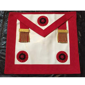 NEW Set Masonic Scottish Rite Rose 18th Degree <b>Apron</b> Gauntlets And Collar GOLD BULLION WIRE Masonic Past Master <b>White</b> And Red - Product Image 4