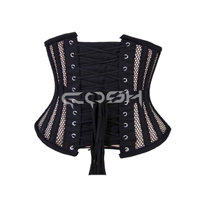 Corset court en maille noire de qualité supérieure, style underbust - Product Image 5