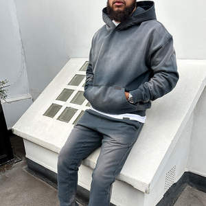 Sudadera con capucha extragrande personalizada al por mayor para invierno, estilo holgado, con efecto desgastado, streetwear, tallas grandes, estampada, para hombre, 100% orgánica - Product Image 3