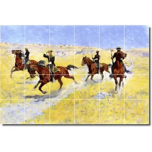 ภาพจิตรกรรมฝาผนังกระเบื้องตะวันตก frederic remington PT07344 72x48 (24) 12X12 - Product Image 1
