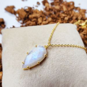 Natural Rainbow Moonstone Size 25x12mm Teardrop Shape Gold <b>Vermeil</b> 925 Sterling Silver Prong Set <b>Necklace</b> 925 Silver <b>Necklaces</b> - Product Image 4