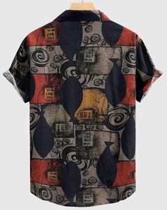 Chemises boutonnées hawaïennes en coton à impression numérique, personnalisées, 100% coton, vêtements pour hommes, fabrication OEM, vente directe d'usine - Product Image 4