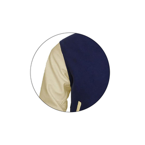 2024 OEM luxe Vintage hommes col montant en cuir blanc Letterman veste haute qualité laine haute rue coupe-vent respirant - Product Image 3