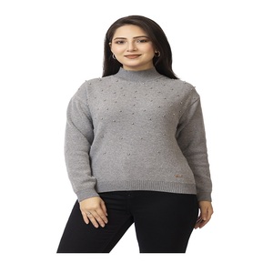 Suéter de Punto para Mujer, Cuello Alto, Manga Larga, Color Sólido, con Detalle de Tachuelas, Estilo Casual, para Invierno, Suave, Cálido y a la Moda - Product Image 1