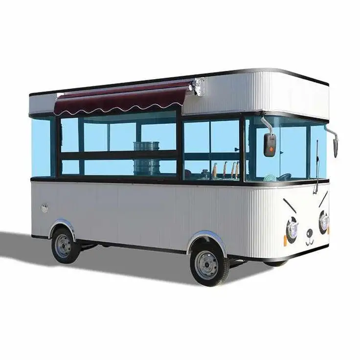 Cheap price brand new mobile fast food truck selling snacks pizza smoothie barbecue hot dog coffee