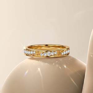 Jeulia วงแต่งงานคลื่นบายพาสทองเหลืองชุบทองสำหรับผู้หญิง - Product Image 4