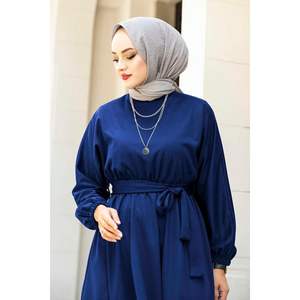 Indigo 100MD-10528 Robe hijab ceinturée à la taille modeste avec décoration à motifs - Product Image 2