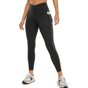 Soft High Waist Ankle-Length Breathable Women's Fitness <b>Leggings</b> with <b>Pockets</b>-Customizable Spandex/Nylon <b>Leggings</b> - Product Image 1