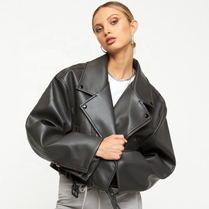 เสื้อแจ็กเก็ตหนังแท้สำหรับผู้หญิง, เสื้อแจ็กเก็ตมอเตอร์ไซต์ระบายอากาศได้ดีเป็นมิตรต่อสิ่งแวดล้อมมีซิปเสื้อผ้าทรงหลวมใส่สบาย - Product Image 3