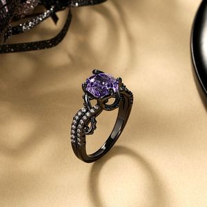 Jeulia <b>Black</b> Intertwined Purple Rose Cut Fine Engagement <b>Ring</b> - Product Image 4