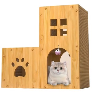 Lindo <span class=keywords><strong>Castillo</strong></span> para Gatos de Cartón Corrugado Portátil, Ecológico, de 2 Niveles, <span class=keywords><strong>Casa</strong></span> para Gatos de Cartón - Product Image 1