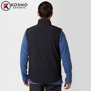 Gilet souple et coupe-vent en polyester 100% pour hommes Nouveau design Veste d'extérieur sans manches à col montant avec logo sur le devant - Product Image 3