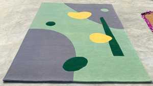 พรมปูพื้นลายดอกไม้งานแฮนด์เมด100% ผ้าวูลทรงห่วงตัดสำหรับห้องนั่งเล่นและห้องเด็กทันสมัยพรมห้องโถง - Product Image 4