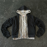 Sweat à capuche zippé triple couche pour homme, style Y2K, couleur unie, 100% coton molletonné, respirant, séchage rapide