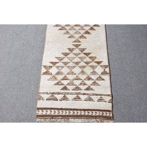 Alfombra turca Vintage moderna de 1,9x12,5 pies, diseño de retazos blanco y marrón, alfombra clásica de lana para sala de estar, pasillo, rectángulo de látex - Product Image 4