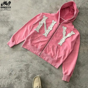 Nouveau dernier Design sweats à capuche haut 2025 nouvelle mode meilleur Design couleur unie basiques coton mélangé détresse broderie sweats à capuche pour hommes - Product Image 5