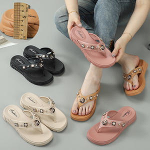 Chanclas de joyería con cadena de perlas y diamantes de imitación de cristal para mujer, sandalias, zapatillas, zapatos de PVC transpirables suaves - Product Image 4