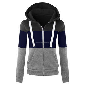 Fashion Autumn Winter Women Short Sleeve Color Contrast <b>Patchwork</b> Zipper Hooded Pocket Sport 3D Embroidery Hoodies <b>Top</b> Outerwear - Product Image 4