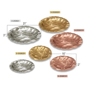 Bol de service en métal plaqué or avec design martelé Forme ronde Fruits et salade Plat de service pour centre de table de mariage Bol profond - Product Image 5