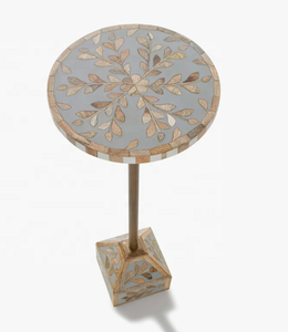 Taburete redondo con incrustaciones de hueso de madreperla de diseño moderno, mesita de noche de madera para dormitorio, muebles de sala de estar, mesa auxiliar - Product Image 2