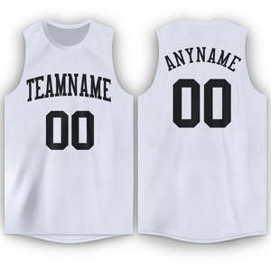 Classic Custom 3D Embroidery White Black Round Neck Basketball Jersey for Adults Breathable Sublimated <b>Laker</b> Team Name - Product Image 1