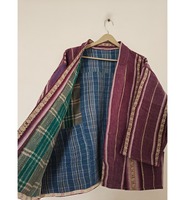Veste Kantha vintage en coton écologique tissé ethnique réversible pour femmes, motif floral fait main, nouveau style