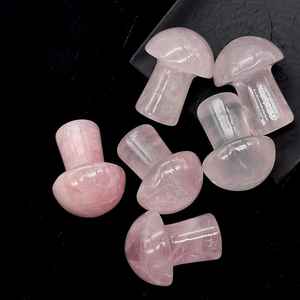 Pierre précieuse en quartz rose naturel en forme de champignon, sculptée à la main, cristal de 22 mm, pierre de guérison - Product Image 3
