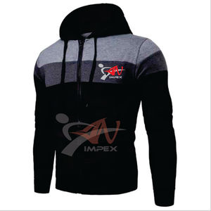 Mode hommes hiver panneau travail Sport fermeture éclair à capuche matériau Flexible hommes à manches longues sweat à capuche - Product Image 5