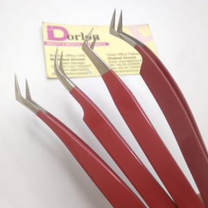 Las pinzas de extensión de pestañas de acero inoxidable con logotipo personalizado rojo más populares, el mejor precio al por mayor con características injertadas recubiertas - Product Image 1