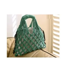 กระเป๋าชายหาดธรรมชาติคุณภาพสูงกระเป๋าถือ macrame ตะกร้าน่ารักไลฟ์สไตล์กระเป๋าฟางสำหรับเครื่องประดับแฟชั่น - Product Image 1