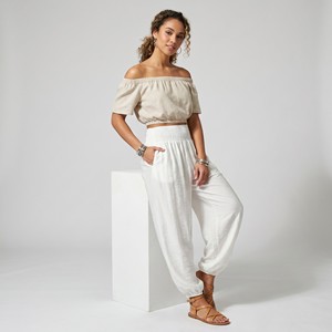 Pantaloni Harem dal taglio ampio con silhouette voluminosa, elastico in vita, dettaglio arricciato e tasche; Taglia unica, adatta alle taglie dalla 36 alla 46 - Product Image 2